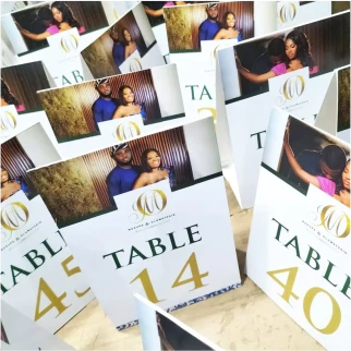 Customized high best quality top branded custom retractable promotional luxury corporate personalized wedding event table tag design and printing in Lagos, Abuja, Nigeria, Africa.