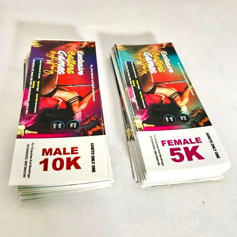 Best Quality Event ticket card gate pass ticket design and printing in lagos nigeria