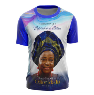 Top high best quality customized branded standard fancy retractable promotional luxury premium funeral/burial round neck t-shirt design and printing in Lagos, Abuja, Nigeria Africa.