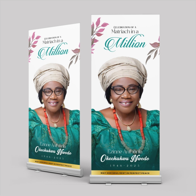 high quality funeral roll up banner burial retractable roll up banner design and printing in lagos nigeria.
                                              