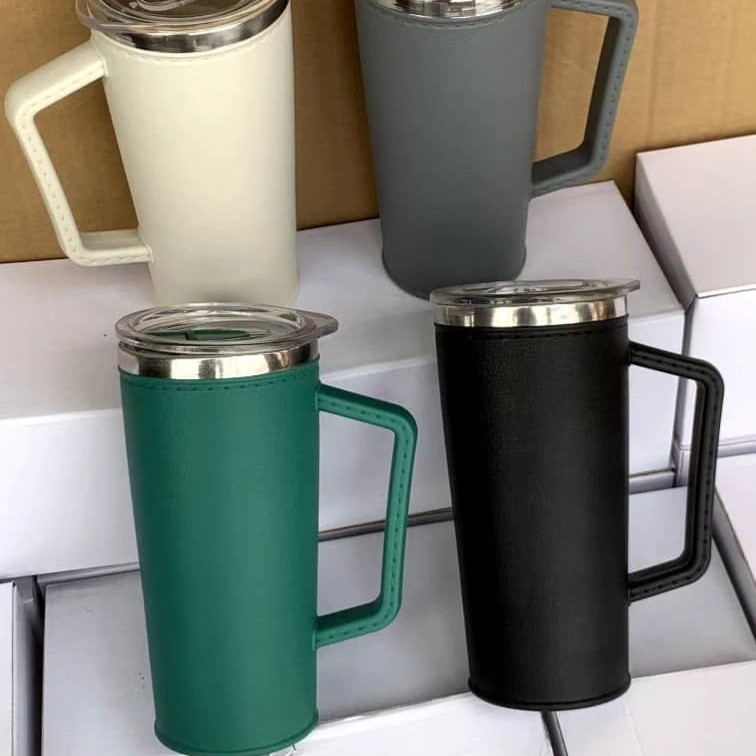 Best quality customized birthday leather insulated mug tumbler for birthday souvenirs and gift items