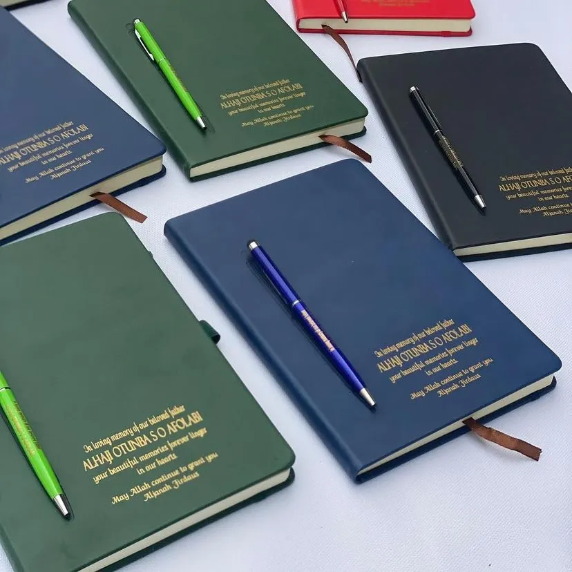 high quality customized pen hold memo notepad notebook with pen for wedding souvenirs and gift items printing in lagos nigeria