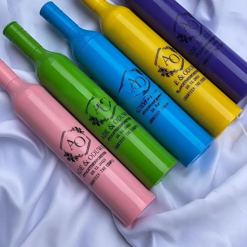 Best quality customized wedding souvenir gift items bottle shaped umbrella printing in lagos nigeria