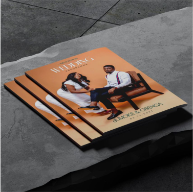 Customized branded best high top quality custom wedding program of event brochure design and printing in Lagos, Abuja, Nigeria, Africa.