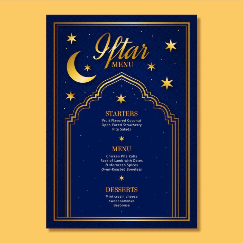 Best high top quality customized branded custom islamic iftar ramadan menu card flyer design and printing in Lagos,
                                                            Abuja, Nigeria, Africa.