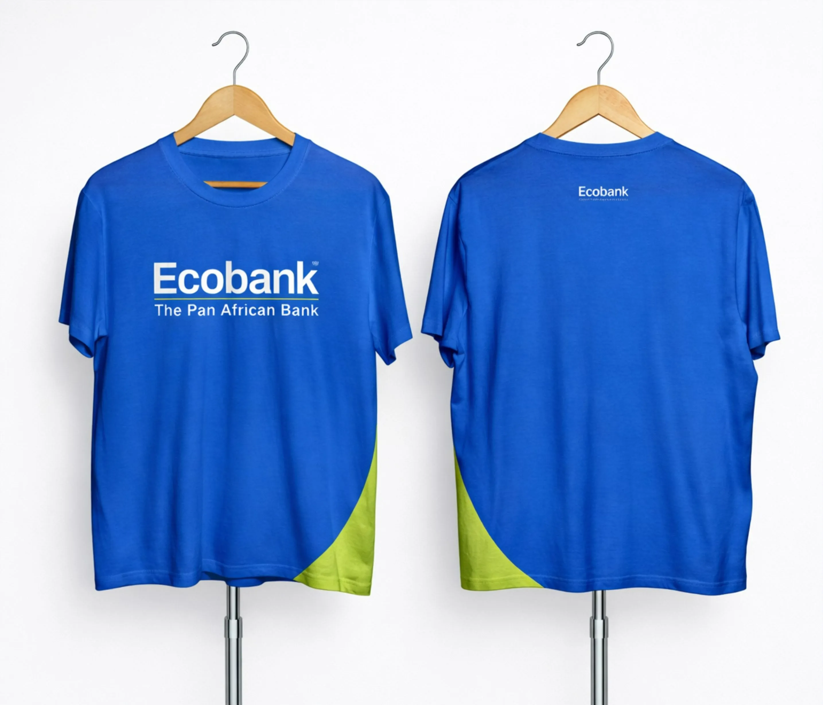 custom blue t-shirt branded with bank logo design and prints in lagos nigeria