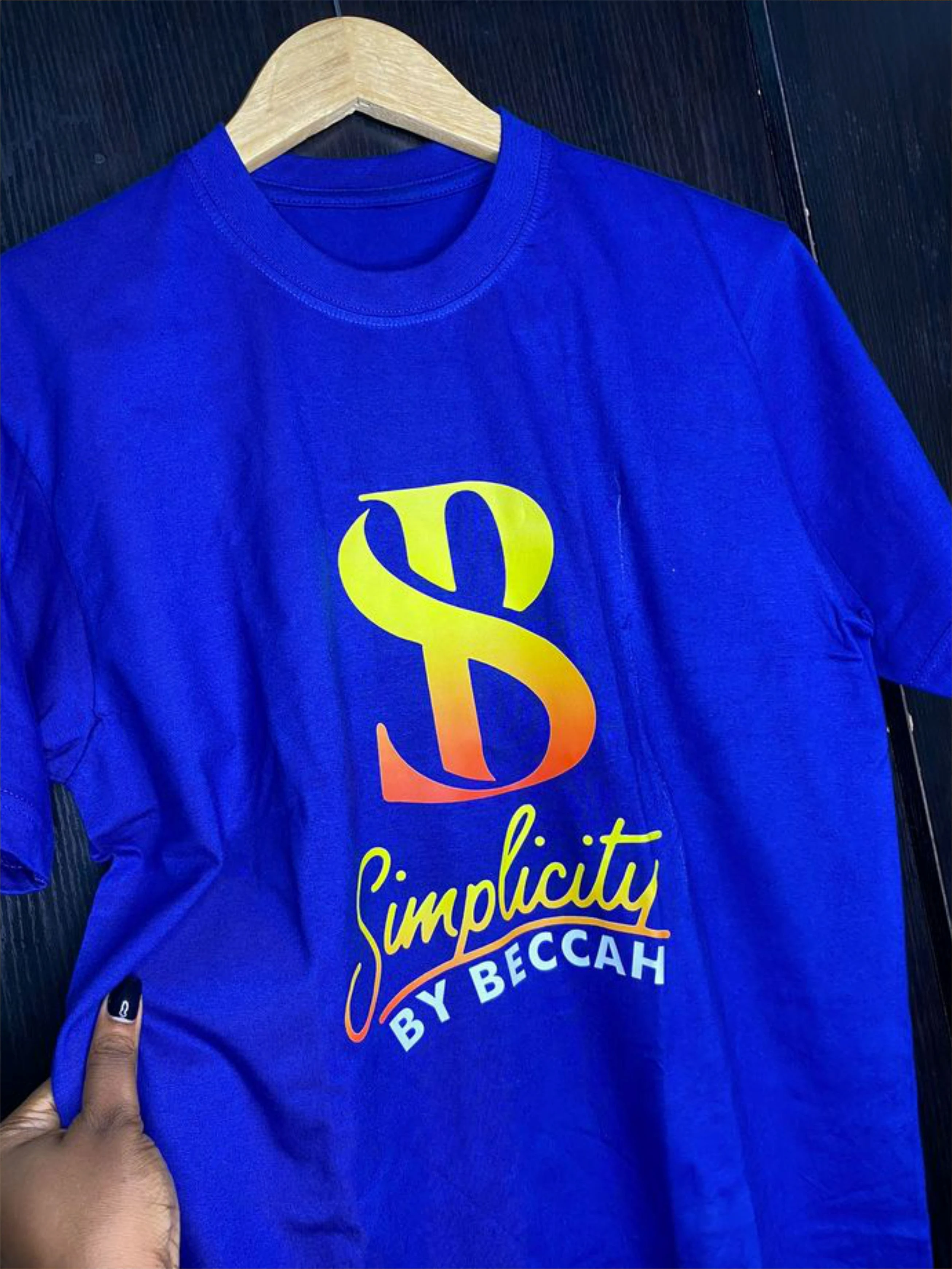 custom high quality branded blue short sleeve tshirt design printing in lagos nigeria