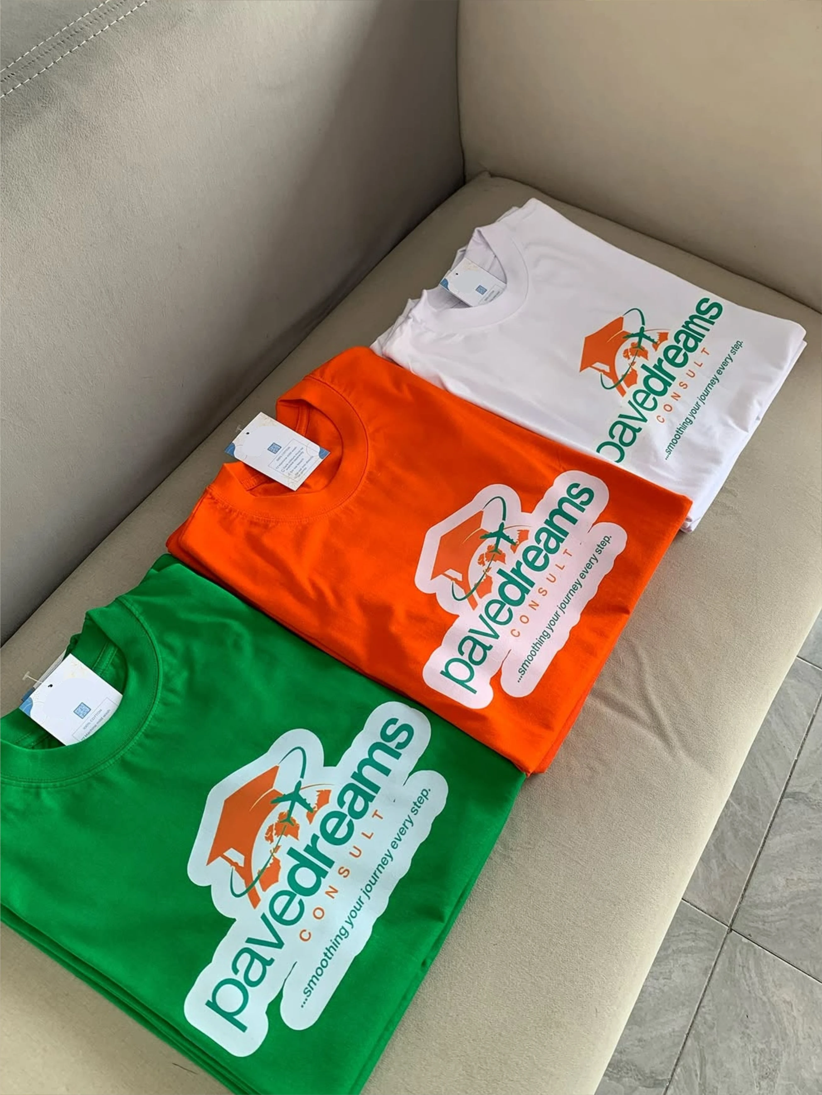 custom high quality white green orange tshirt design printing in lagos nigeria