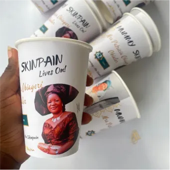 Top high best quality customized branded standard fancy retractable promotional luxury premium party paper cup design and printing in Lagos, Abuja, Nigeria Africa.