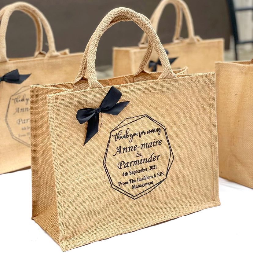 customized wedding jute bags high quality wedding souvenir gift items jute bag printing in lagos nigeria