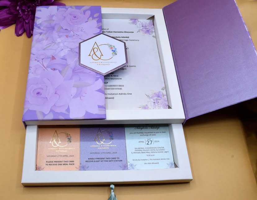 custom premium wedding invitation box set personalized wedding invite box set design and printing in lagos nigeria