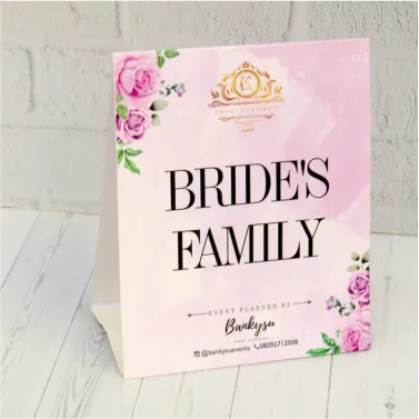 wedding table stand marriage party table tag tent cards design and printing in lagos nigeria