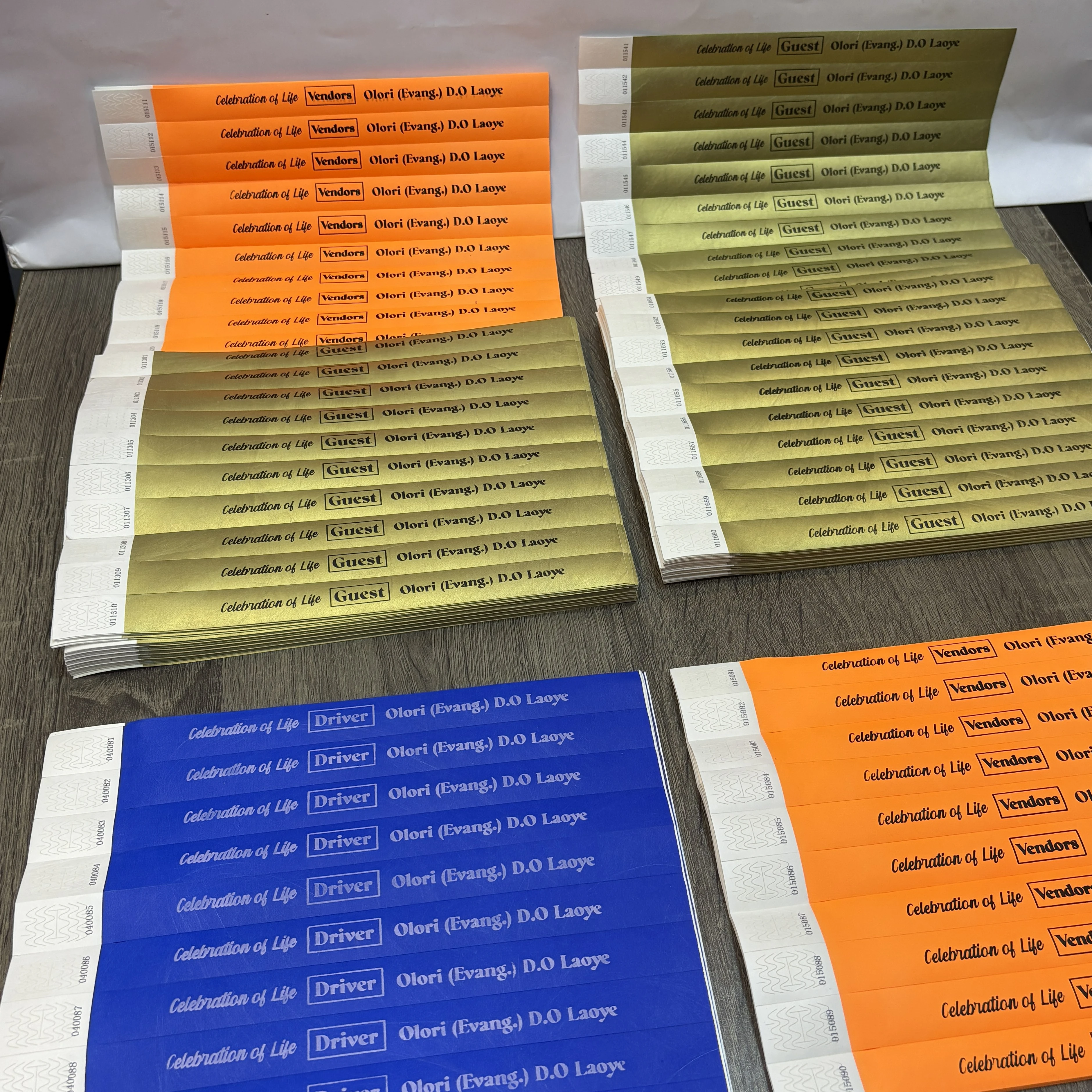 custom tyvek hotel beach
                                                        restaurant concert show event paper wrist handband handtag design & printing in lagos abuja nigeria