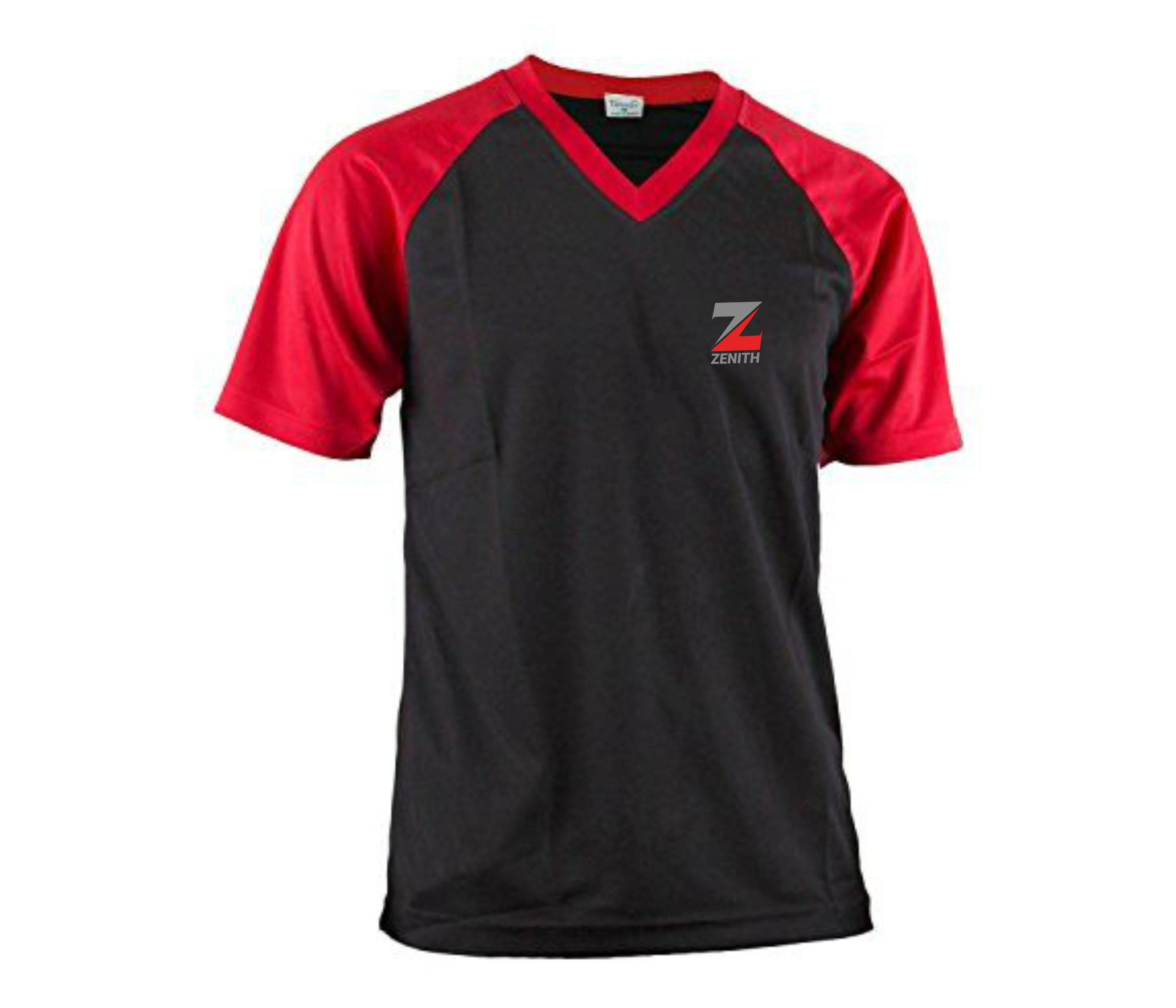 High quality black and red zenith bank logo branded v-neck tshirt prints in lagos, Nigeria