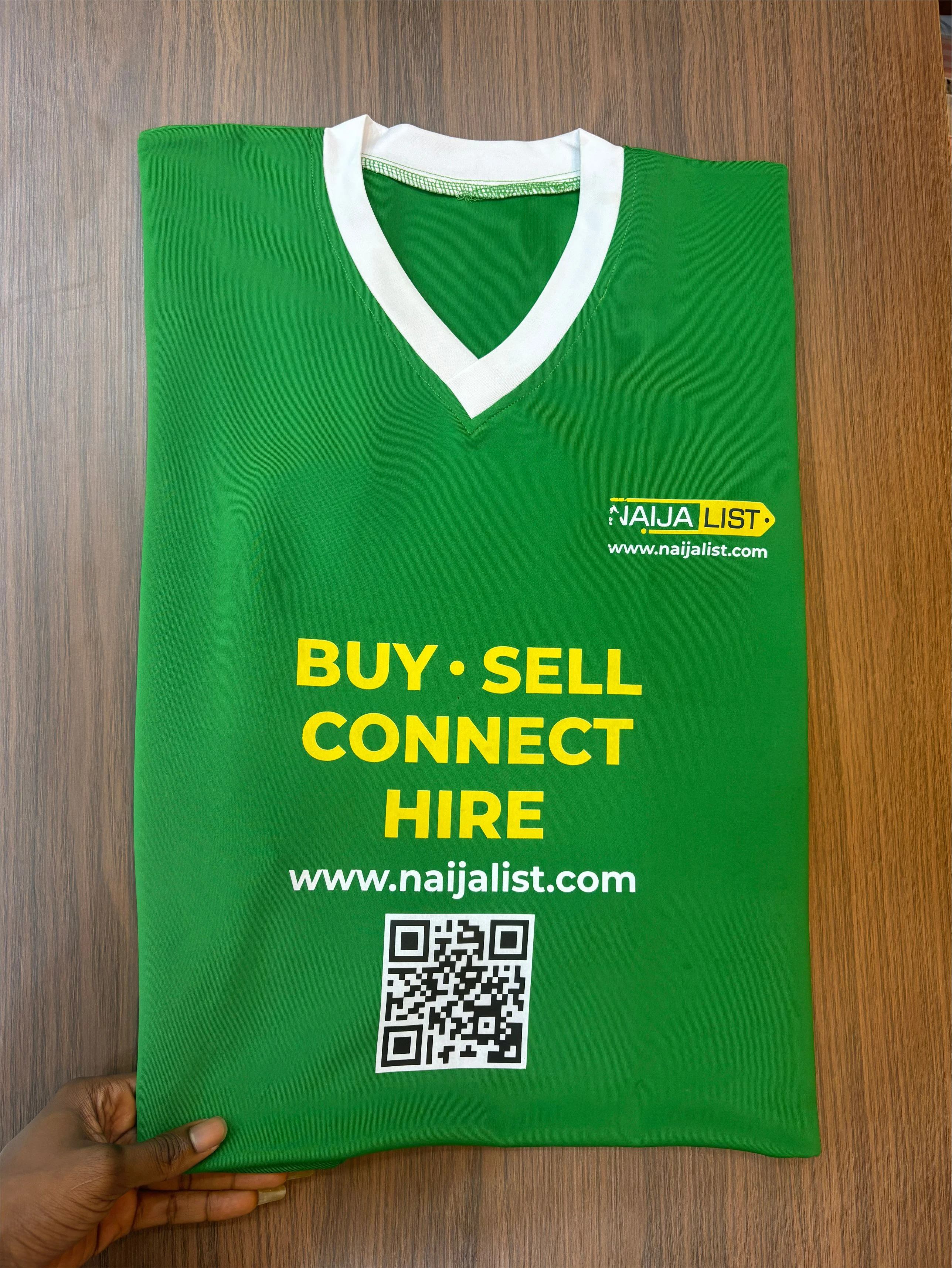customized green short sleeve corporate v-neck tshirt print in lagos nigeria