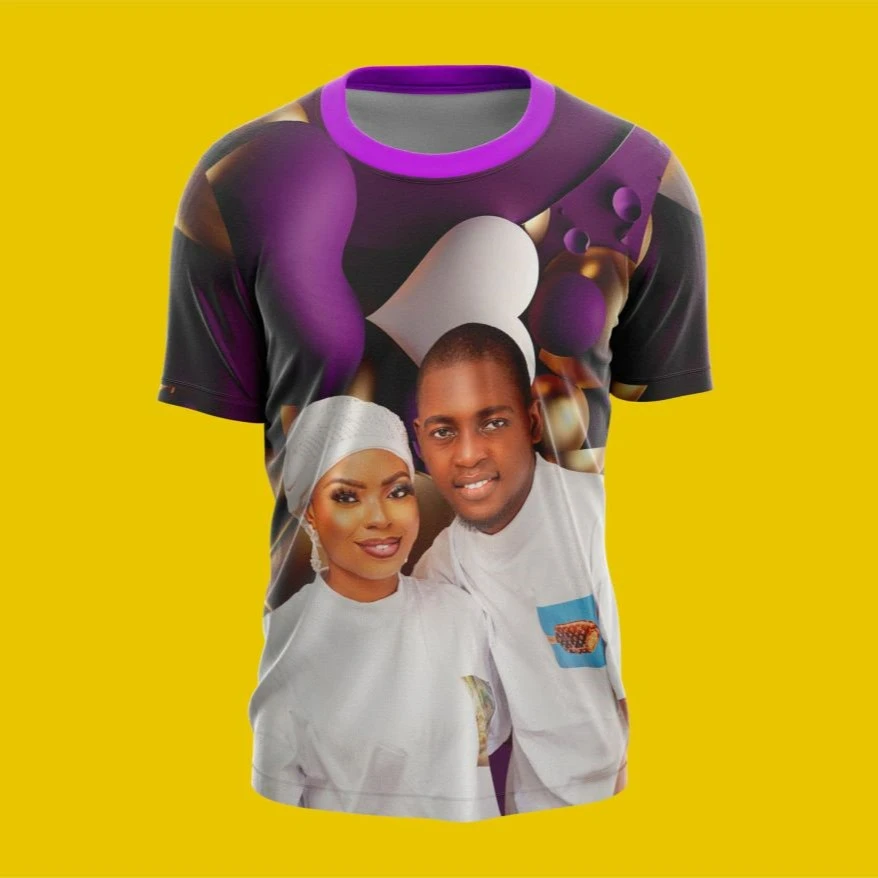 Customized best quality branded wedding t-shirt design and printing in Lagos, Abuja, Nigeria, Africa.